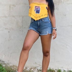 Yellow Graphic Bandana Top